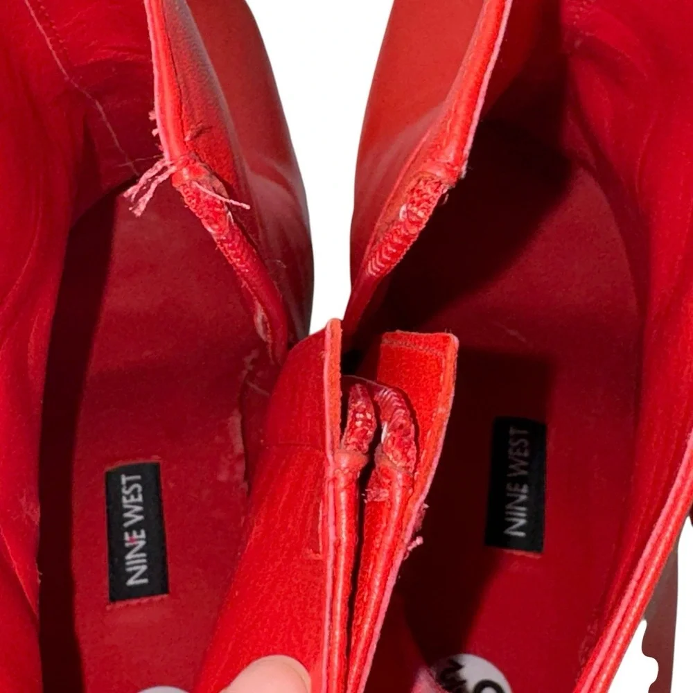 Nine West RED Leather Quitit Ankle Boots 4
